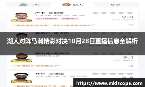 湖人对阵马刺精彩对决10月28日直播信息全解析